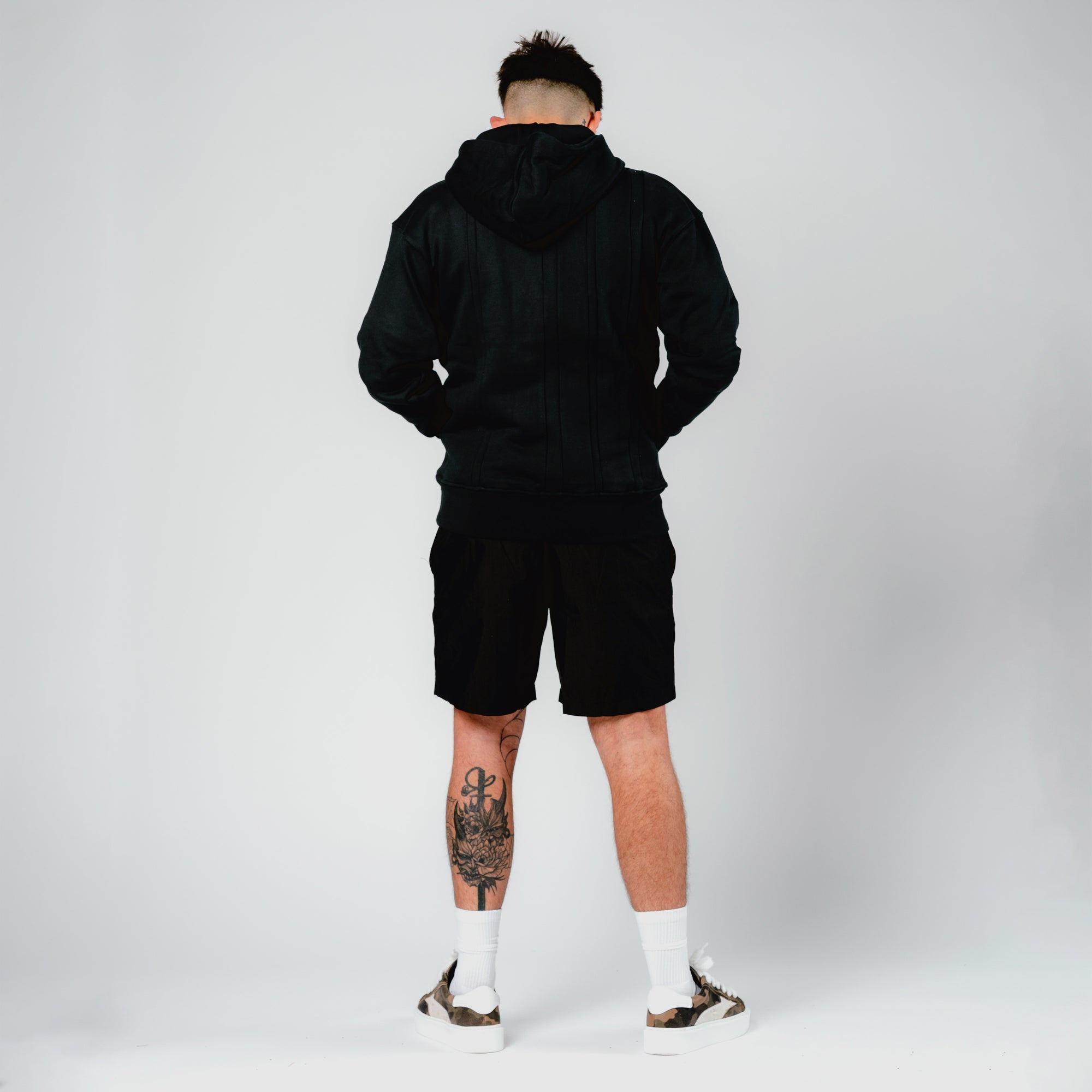 Distressed Varsity Patch Hoodie (White Patch)