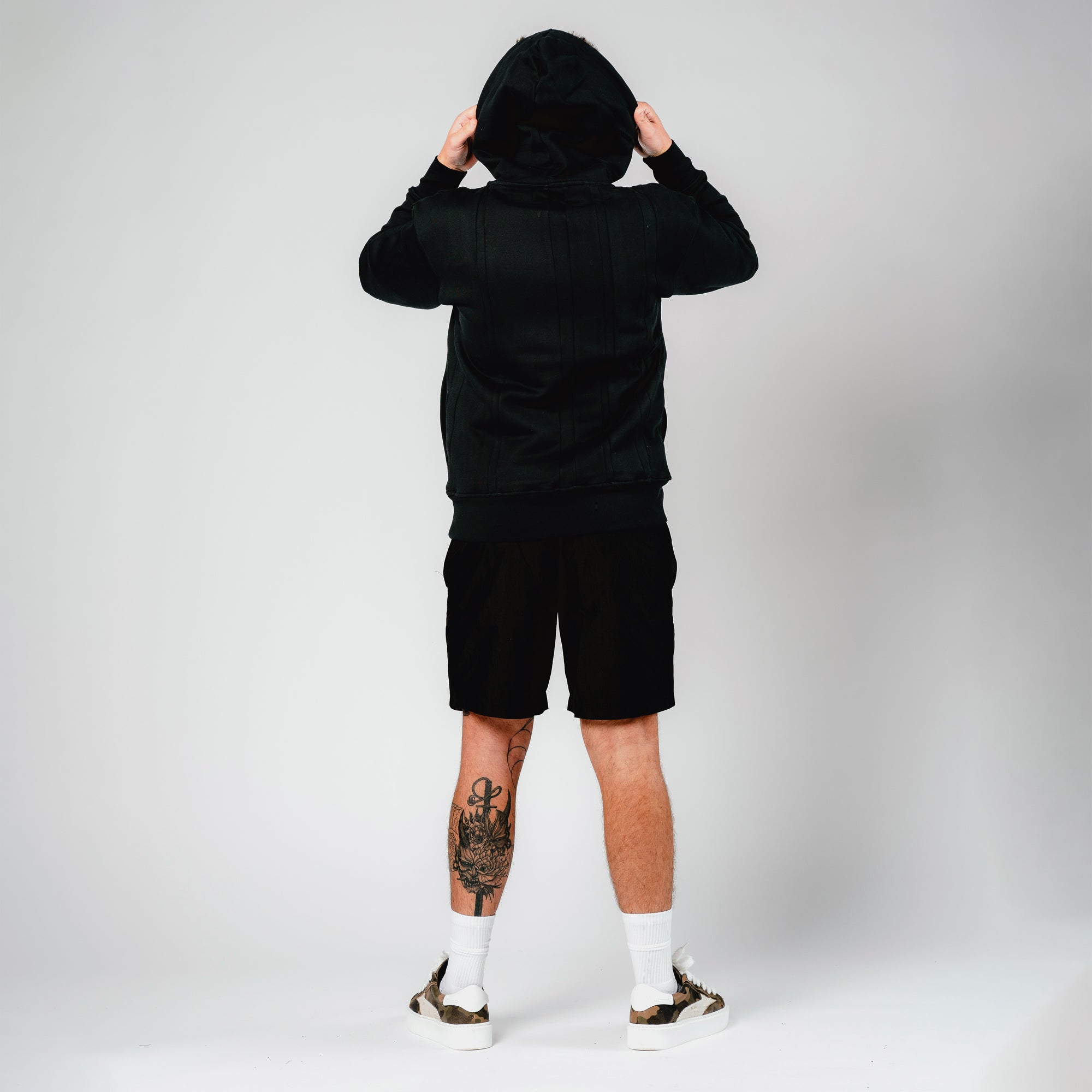 Distressed Varsity Patch Hoodie (White Patch)