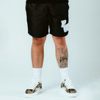 Distressed Varsity Patch Shorts (White Patch)