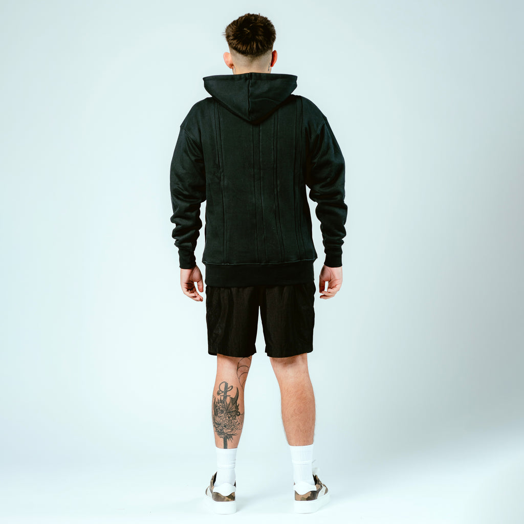 Distressed Varsity Patch Hoodie (White Patch)