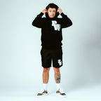 Distressed Varsity Patch Hoodie (White Patch)
